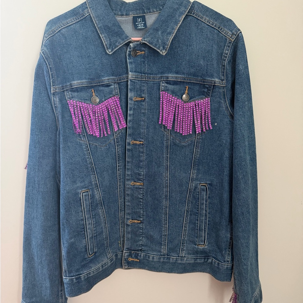 Denim Jacket with Purple Fringe